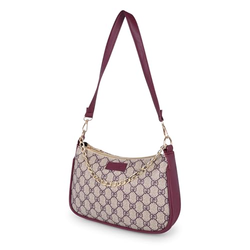 Image of Women's Stylish Printed Shoulder Bag | Trendy Daily Use Handbag with Chain Strap | Lightweight PU Leather Sling Bag for Girls & Women | Spacious & Durable Casual Fashion Purse