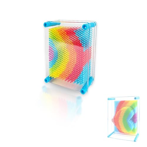 1Pcs Pin Art Toy The Blue Rainbow Pin Art Versatile Needle Drawing Hand Model 3D Needle Impression Sculpture Toy Suitable for Boys Girls to Give Gifts and Relieve Stress