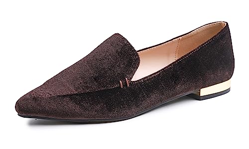 Image of FEVERSOLE Women's Loafer Flat Pointed Deco Low Heel Fashion Slip On Dress Driving Office Shoes