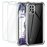 Leathlux Funda Compatible con Xiaomi Mi 10 Lite 5G, 2 Pack Cristal Templado Protector de Pantalla, Ultra Fina Silicona Transparente TPU Funda y Protector Compatible con Xiaomi Mi 10 Lite 5G