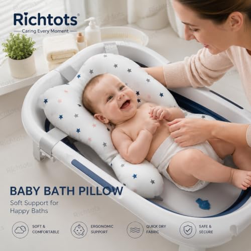 Image of Premium Baby Bath Pad Anti-Slip Infant Bath Cushion Newborn Bathtub Seat Infant Bath Support Cushion Mat Soft Floating Bathing Tub Seat Baby Bath Pillow Shower Bather(White) (White bath pillow)