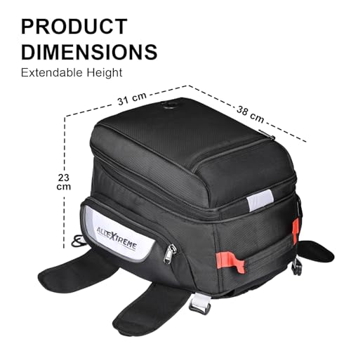 Image of Allextreme 22L Magnetic Tank Bag for Bike | Durable Motorcycle Storage with Rain & Dust Cover, Strong Magnets, Straps & Multi-Pocket Design | Universal Bag for Daily Riding & Travel (Black)