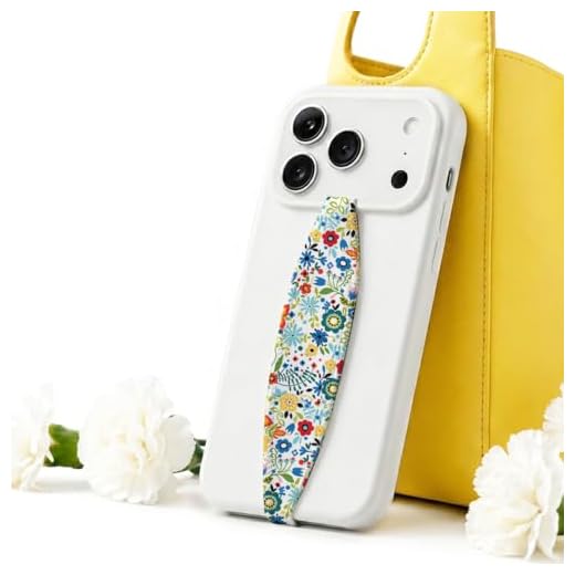 Switchbands Floral Phone Grip Strap – Reversible Flower Phone Holder for Hand, Anti-Drop Elastic Strap, No Adhesive, Wireless Charging Safe, Universal Fit - Yellow & Colorful Wallpaper