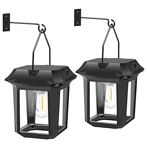 Lepwings Solar Wall Lanterns, Waterproof Outdoor Lights, 2 Pack, Wireless Aluminum Anti-Rust Outdoor Lamps, Dusk To Dawn Hanging Led Solar Lantern For Patio Decorative Fence Front Porch And Garden #TOP29