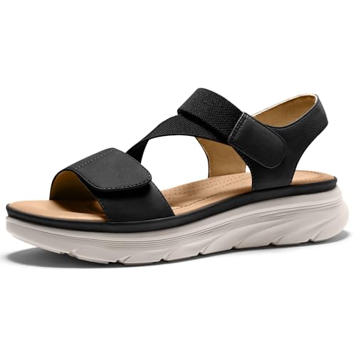 Vilanva Women's Comfortable Walking Sandals Black Size 7