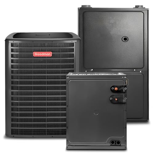 Goodman 2 Ton 14.3 SEER2 Central Split AC Unit | 96% 60000 BTU Natural Gas Furnace, Evaporator Cased Coil, & Single Stage Air Conditioner System - R32 Downflow