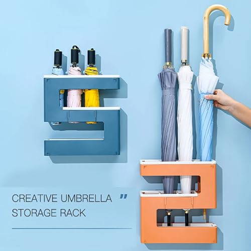 Support de rangement pour parapluie mural bleu sans perçage