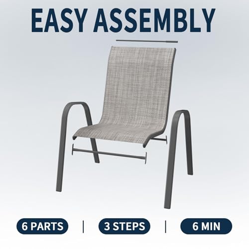 Image of Amopatio Patio Chairs Set of 2, Outdoor Stackable Dining Chairs for All Weathe, Breathable Garden Outdoor Furniture for Backyard Deckr(Light Grey)