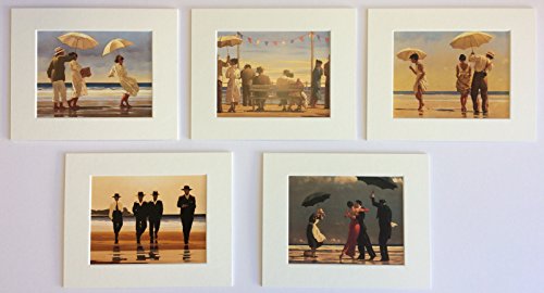 'The Beach Collection by Jack Vettriano Set of 5 Mounted Art Prints(10" x 8" - 25cm x 20cm)