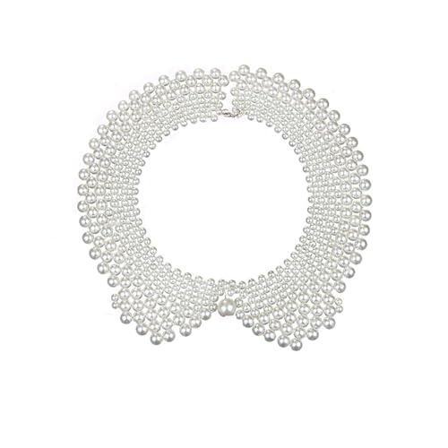 RBG Dissent Pearl Collar Necklace for Women Vintage Chunky Detachable Beaded Blouse Fake Collar Choker Necklace Ruth Bader Feminist Collar Necklace (A)