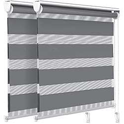 Amazon Persianas Interiores VOUNOT Juego de 2 Estores Enrollables de Doble Capa Noche y Día, Persianas Enrollables Interior para Ventana, Translúcido y Oscurecido, Color Gris, 100 x 150 cm