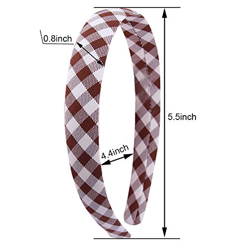 Suyegirl 6 Pcs 0.8 Inch Plaid Headband For Women Printed Stripe Hair Bands For Girls Fabric Ribbon Hard Head Piece Satin Wrapped Hairband #TOP3