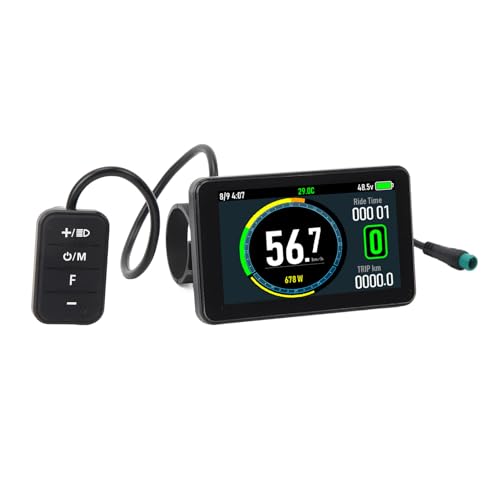 Dpofirs Electric LCD Display Meter T8, 24V 36V 48V 52V 60V 72V E Display Meter Control Panel, Large Screen Speedometer Computer for Various Communication Protocols