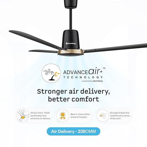 Image of atomberg Ikano Stylique 1200mm BLDC Ceiling Fan | | Remote Operated | Ideal for living room | BEE 5 star | Advance Air+ Technology | Low noise operation | 3 Years Warranty (Gloss Black)