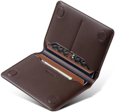 VULKIT RFID Blocking Leather Passport Case Compact Passport Wallet with Magnetic Closure, espresso, Minimalist