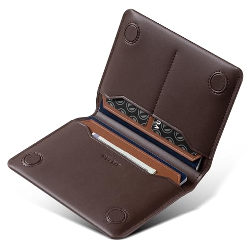 VULKIT Slim Minimalist Passport Wallet RFID Blocking Passport Holder for Travel, Leather Travel Wallet for Men Women, Magnetic Closure