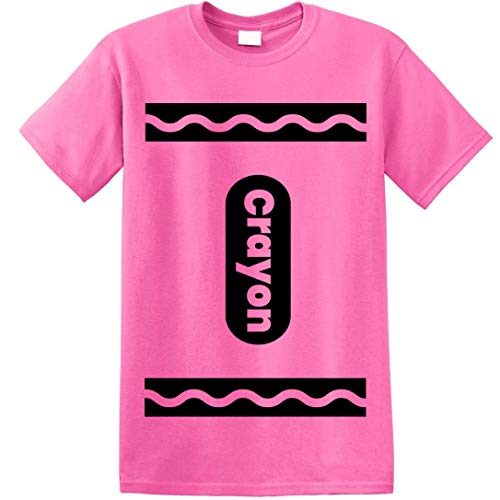 Crayon Tshirt Halloween Costume for Men Women Adult Size | Funny Cool Shirt idea | Graphic tee (Pink, Medium)