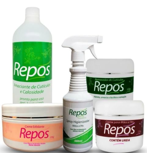 Kit Spa Pés Completo Repós Creme Esfoliante Spray Higienizador Creme de Ureia Removedor em creme de