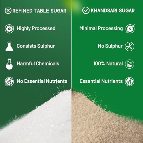Image of Sweetch Natural Khandsari Sugar 4 kg Desi Khand Sugar, Unprocessed, Low GI, No Chemical, Sulphur & Bleach Free | Healthy for Baking & Cooking, Refine Sugar Replacement (1 kg x Pack of 4)