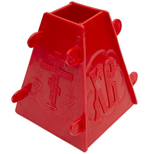 Biol 1Kg Red Russian Orthodox Easter Paska Pascha Paskha Plastic Cheese Tvorog Mold - Kulich Pasha Mold For Making Easter Pie In Orthodox Easter Day - Paska Cheese Mold 6.3 Inch Tall 1 Kg/38 Oz #TOP4