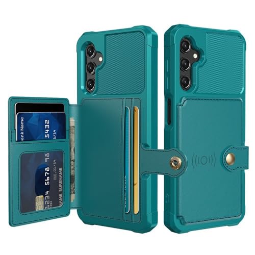 Étui Samsung Galaxy A56 vert en cuir portefeuille avec coque silicone arrière