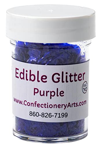 EDIBLE GLITTER PURPLE: Shimmer/Sparkle/Flakes for Cakes and Cupcakes Decorating/Sprinkles/Shapes/Kosher/Topper and Accent for Desserts