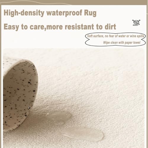 Tapis chambre à coucher abstrait rond 80cm beige lavable