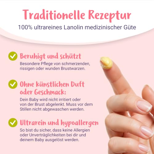 PregniVITAL Lanolin Brustwarzensalbe Stillen [60 ml] MAXI-Pack – Stillsalbe für stillende Mütter bei beanspruchten, trockenen und empfindlichen Brustwarzen – Hypoallergen, ohne Duftstoffe