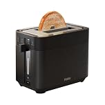 Haier 1150W Digital Toaster 2 Slice, 7 Browning levels with Extra Wide Slots, High Lift, LED Indicator, Removable Crumb Tray, Stainless Steel, hOn App, Black [I-Master Series 5 HTO5A3]