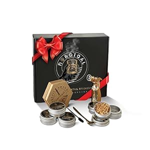 NORDIQAL Cocktail Smoker Kit with Torch, 6 Wood Chip Flavors for Whiskey and Bourbon (Butane Not Included) – Distressed…