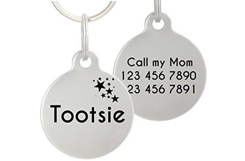 Double Sided Laser Etched Stainless Steel Pet ID Tag for Dog and Cat Engraved and Personalized 1