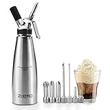 ZOEMO All Metal Steel Whipped Cream Dispenser 1 Quart - Professional Culinary Cream Whipper with...