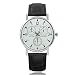 QiKun-Home Moda Uomo Orologio da Polso in Acciaio Inossidabile Cinturino per Orologio Bracciale Rotondo in Pelle Orologi da Uomo Orologio al Quarzo Orologio al Quarzo Bianco 7 Nero
