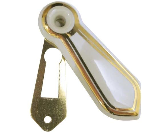 Kooples Hardware Porcelain Covered Escutcheon – Vintage Keyhole Plate with Flip Cover for Traditional Doors (White Goldline)