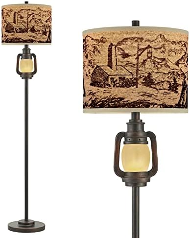 Floor Lamp for Living Room - Vintage Floor Lamp with Linen Fabric Hardback Shade - Perfect for Living Room, Bedroom, and Home Office Decor - Brown