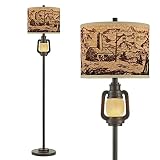 Floor Lamp for Living Room - Vintage Floor Lamp with Linen Fabric Hardback Shade - Perfect for Livin