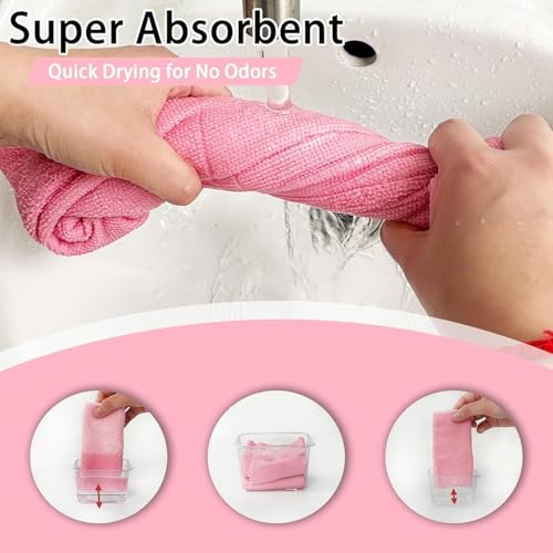 Image of Microfiber Cleaning Cloth Roll, Reusable Kitchen Towel Roll, Micro Fiber Cleaning Cloth for Kitchen, Car, Home & Daily Surface Cleaning, Easy-to-Use Roll Format, Pink (A025 20PACK)