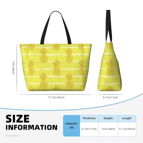 Gold Pineapple Large Beach Tote Bag for Women Extra Large Capacity Waterproof Sandproof Pool Bag Suitable for Gym Swimming Pool Travel Groceries3