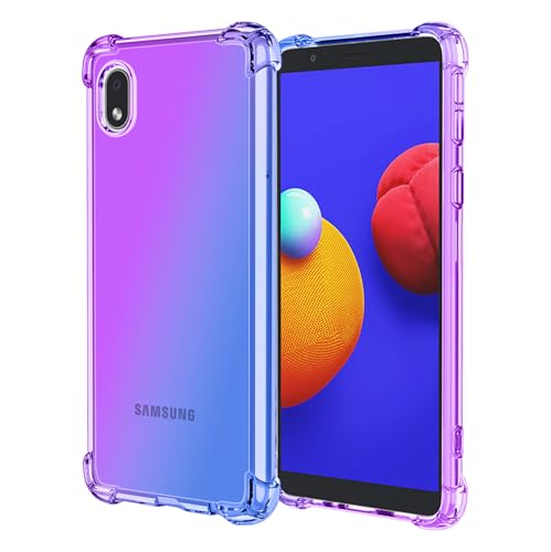 OEURVQO Case for Galaxy A01 core M01 core,Clear Cute Gradient Colorful Slim Soft TPU Shockproof Bumper Anti-Scratch Protective Phone Cover for Samsung Galaxy A01 core,Purple Blue