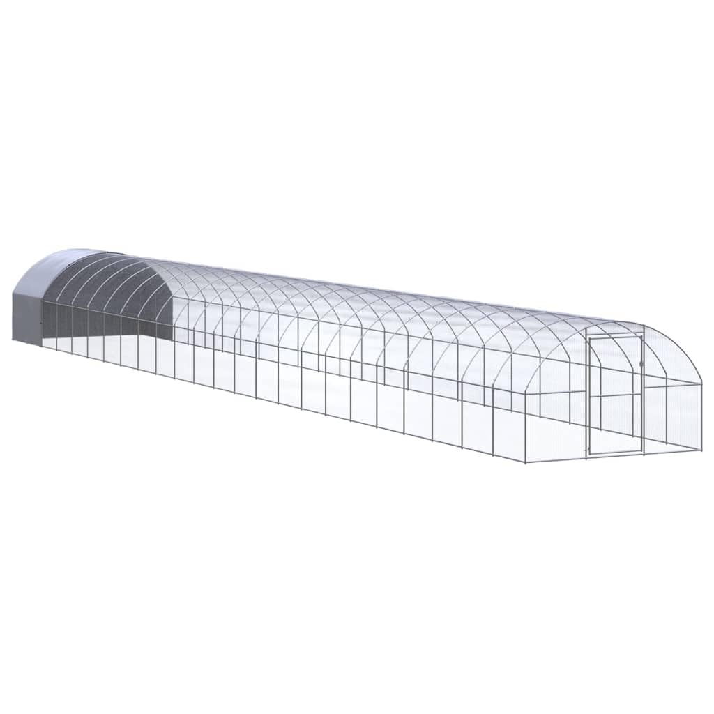 Kurnik outdoorowy z ocynkowanej stali, 3 x 24 x 2 m, z wodoodpornym dachem z polietylenu, duży wybieg dla królików, świnek morskich, chomików, zajęcy, gryzoni i fretek