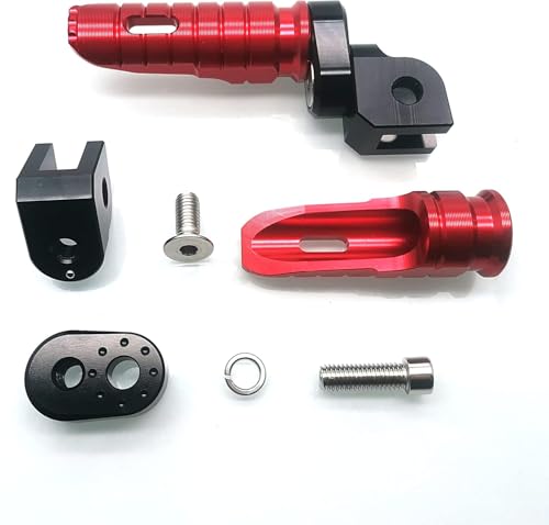 Image of MZS Motorcycle Foot Pegs Compatible with FZ07 FZ09 FZ10 FZ1 FZ6 FZ6R FZ8 MT03 MT07 MT09 MT10 YZF R3 R25 SCR950 Tracer XSR700 XSR900, Double Adjustable Front Rider Footpeg Footrest Pedal CNC Red