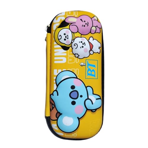 Image of EVA Large Capacity Stationery Box 3D Cartoon Pen Pencil case Multi-Compartment for School Students with Zip Closure -Best Birthday Gift for Girls, Boys & Kids (BT Yellow)