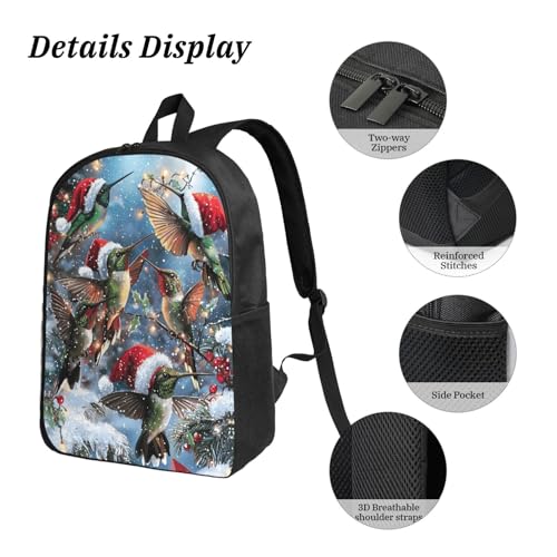 Christmas Hummingbird Backpacks 3 Pcs Cute Lightweight Daypack with Fun Graphic Cartoon Print for Camping Touring4