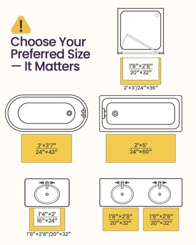 DEXI Bathroom Rug 43x24, Non Slip Washable Bath Mat for Shower Floor, Extra Large Absorbent Soft Bathmat with Rubber Backing, Quick Dry Microfiber Carpet, Black