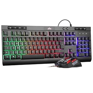 Rii Maus und Tastatur Gaming, Gaming Tastatur mit Maus ist Ergonomisch, ps5 Tastatur und Maus mit Deutsches QWERTZ Layout, Gaming Set für PC/Laptop/Xbox/ps4 RK900