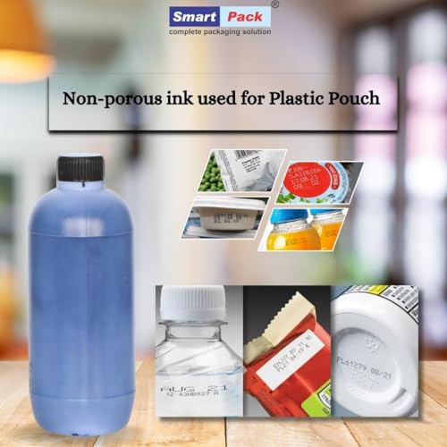 Image of SMART PACK Non-Porous Ink for Generic Name of Coding Machine Material | Fast-Drying, Permanent, Solvent-Based, Waterproof, High-Adhesion Ink | Pack of 1 Black Color 1 Liter