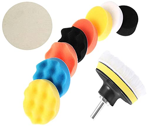 Image of DIY Crafts 2 Kits, 7 Pcs Kit, 3 inch inch Car Cleaning Felt & Wool Pad Foam Polishing Waxing Pad Kits Buffing Polishing Wheel Sponge Wool Buffing Pa(2 Kits, 7 Pcs Kit)