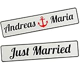 Haz clic ahora para personalizar y personalizar la matrícula original para la boda. Nosotros escribimos los carteles individualmente con plott de lámina (adhesivo).