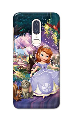Image of PRINTFIDAA Cartoon Little Girl with Crown and Pet Animals Printed Designer Hard Case for OnePlus 6 Back Cover -(e) RPM1008