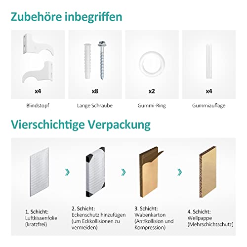 EMKE Heizkörper Klein 600x240mm, Oval Paneelheizkörper Mittelanschluss Vertikal Heizkörper Design Röhrenheizkörper Einlagig Weiß 177 Watt